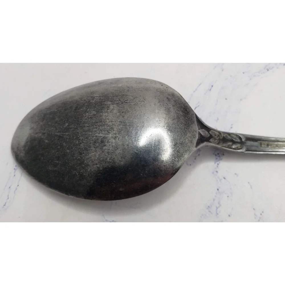 Montgomery Ward MWCO Vintage Floral Pattern 8 Inch Stainless Flatware Spoon